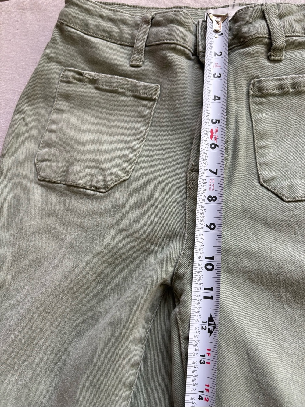 Risen High Rise Patch Pocket Bell Bottom Jeans Green Size 30 Style RDP5358 - Picture 13 of 13